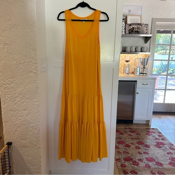 Elizabeth and James yellow silk maxi dress, XS - Picture 3 of 5